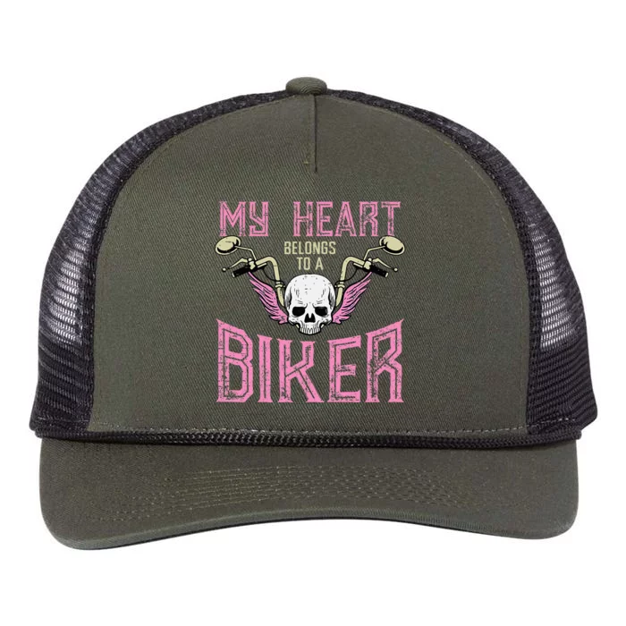 My Heart Belongs To A Biker Motorcycle Motorbike Retro Rope Trucker Hat Cap