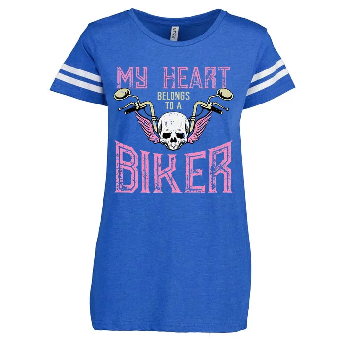 My Heart Belongs To A Biker Motorcycle Motorbike Enza Ladies Jersey Football T-Shirt