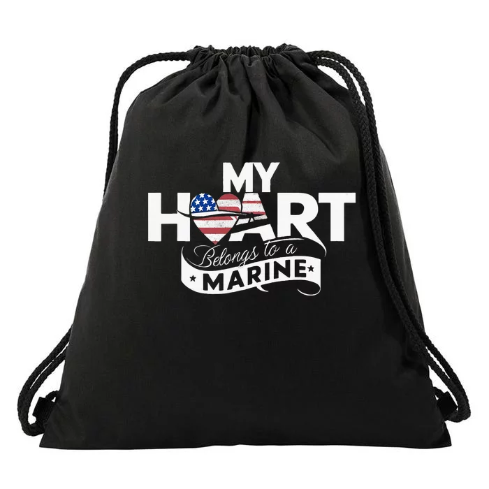 My Heart Belongs To A Marine Drawstring Bag