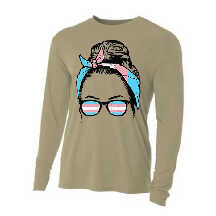 Messy Hair Bun Transg Headband Sunglasses Transg Pride Cooling Performance Long Sleeve Crew