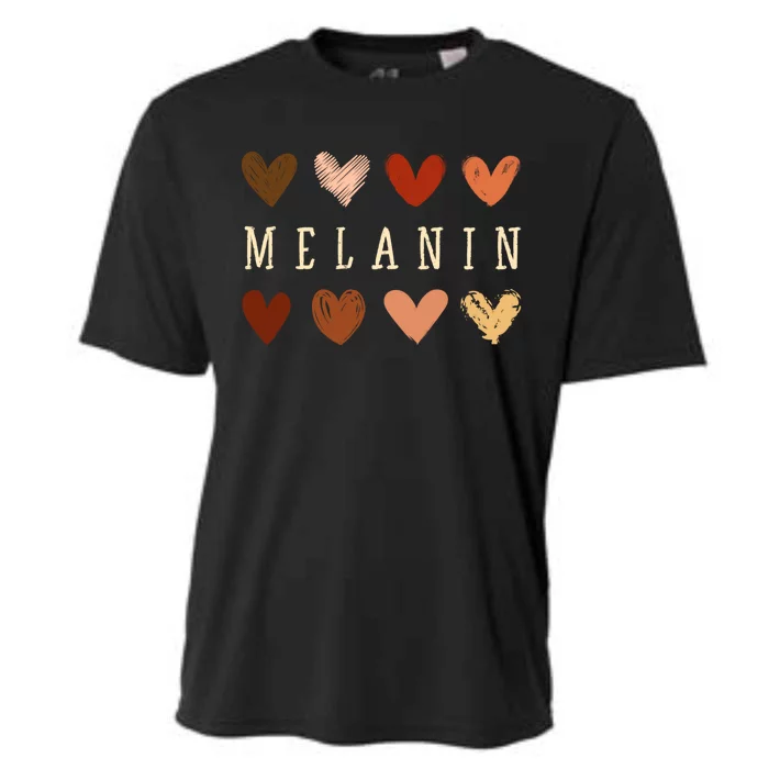 Melanin Hearts Black Is Beautiful Funny Gift Cooling Performance Crew T-Shirt