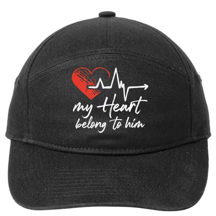 My Heart Belong To Him Couple Awesome Funny Valentine 7-Panel Snapback Hat