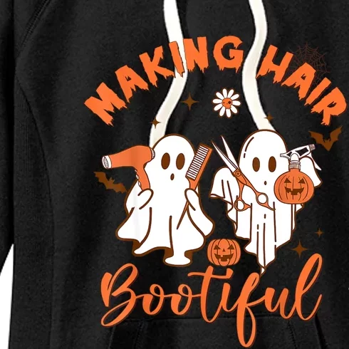 Making Hair Bootiful Funny Scary Ghost Hairdresser Halloween Women's Fleece Hoodie