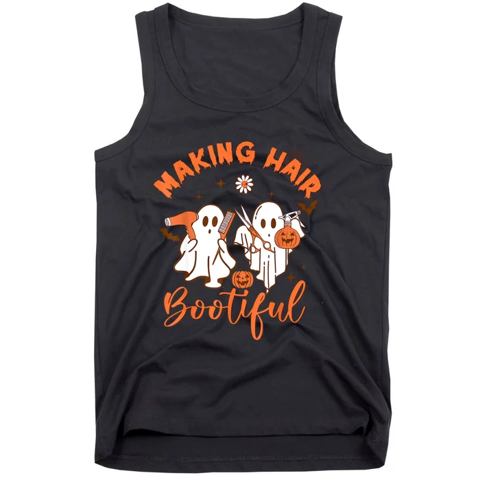 Making Hair Bootiful Funny Scary Ghost Hairdresser Halloween Tank Top