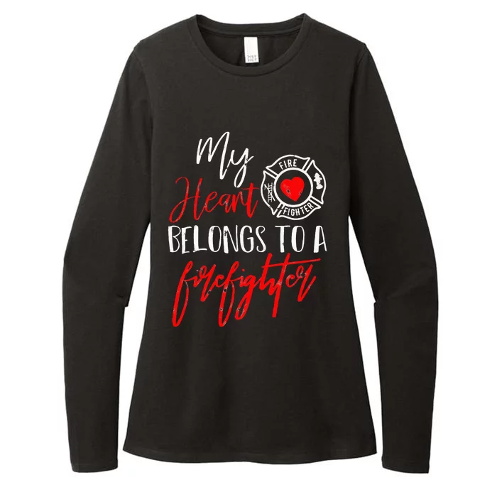 My Heart Belongs To A Firefighter gift for Wife Girlfriend Womens CVC Long Sleeve Shirt