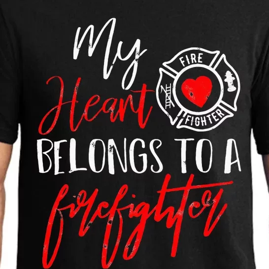 My Heart Belongs To A Firefighter gift for Wife Girlfriend Pajama Set