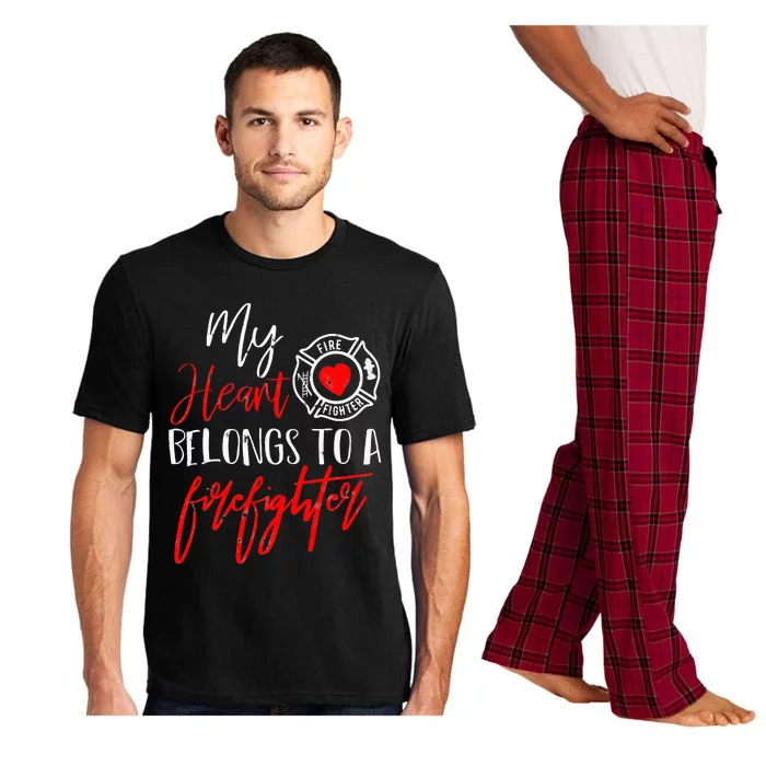 My Heart Belongs To A Firefighter gift for Wife Girlfriend Pajama Set