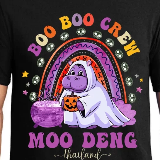 Moodeng Hippo Baby Pygmy Moo Deng Halloween Boo Boo Crew Halloween Rainbow Pajama Set