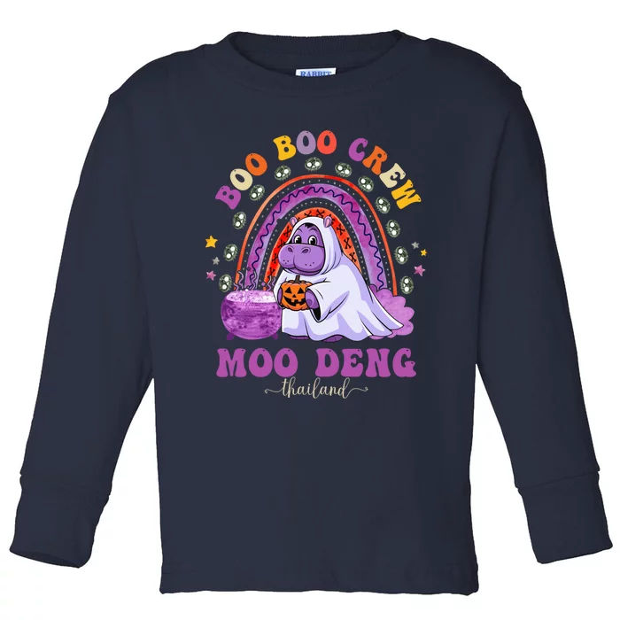 Moodeng Hippo Baby Pygmy Moo Deng Halloween Boo Boo Crew Halloween Rainbow Toddler Long Sleeve Shirt