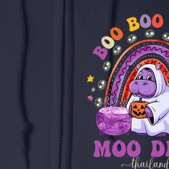 Moodeng Hippo Baby Pygmy Moo Deng Halloween Boo Boo Crew Halloween Rainbow Full Zip Hoodie