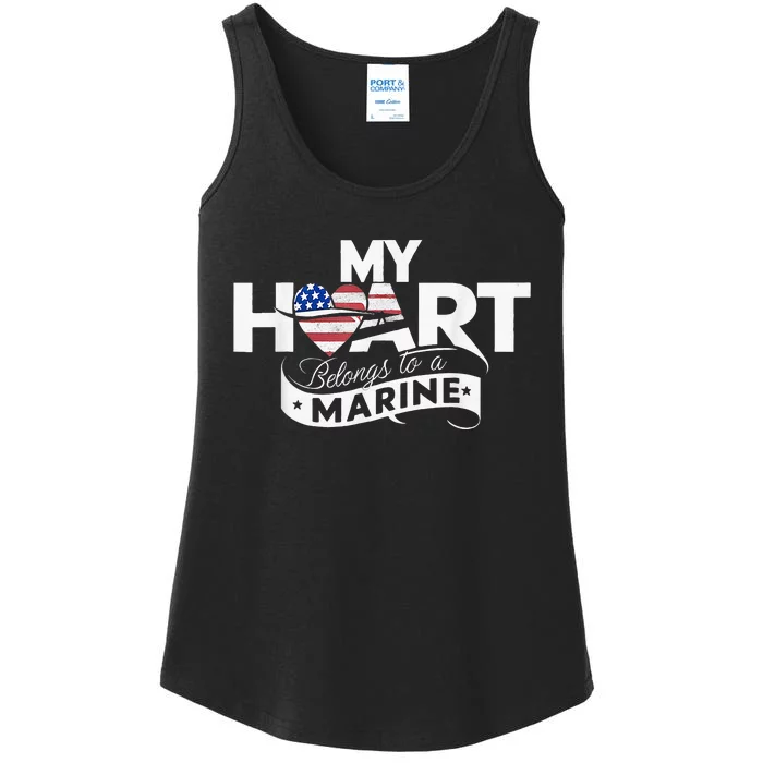 My Heart Belongs To A Marine Ladies Essential Tank