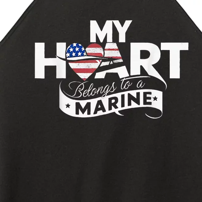 My Heart Belongs To A Marine Women’s Perfect Tri Rocker Tank