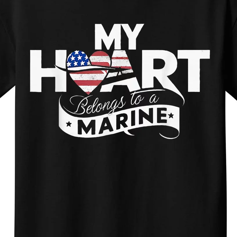 My Heart Belongs To A Marine Kids T-Shirt