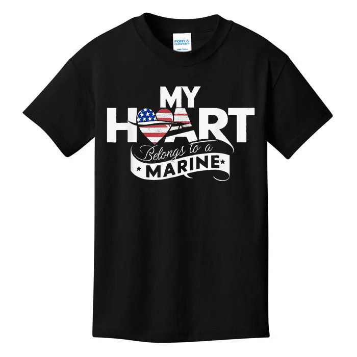 My Heart Belongs To A Marine Kids T-Shirt