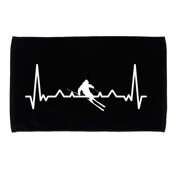 My Heart Beats For Skiing Winter Sport Heartbeat Fun Gift Microfiber Hand Towel