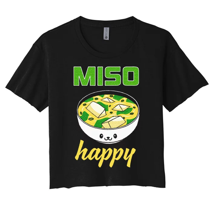 Miso Happy Cute Kawaii Miso Soup Bowl Japan Pop Culture Women's Crop Top Tee