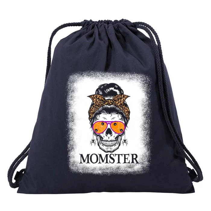 Mom Halloween Costume Messy Bun Skeleton Cool Gift Skull Momster Gift Drawstring Bag