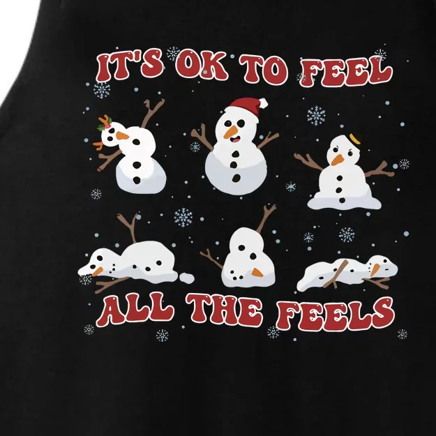 Mental Health Christmas Its Ok To Feel All The Feels Ladies Tri-Blend Wicking Tank