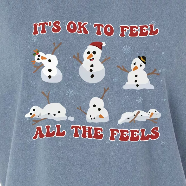 Mental Health Christmas Its Ok To Feel All The Feels Garment-Dyed Women's Muscle Tee