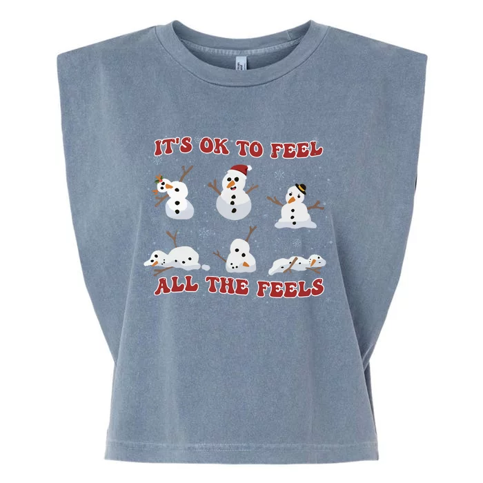 Mental Health Christmas Its Ok To Feel All The Feels Garment-Dyed Women's Muscle Tee