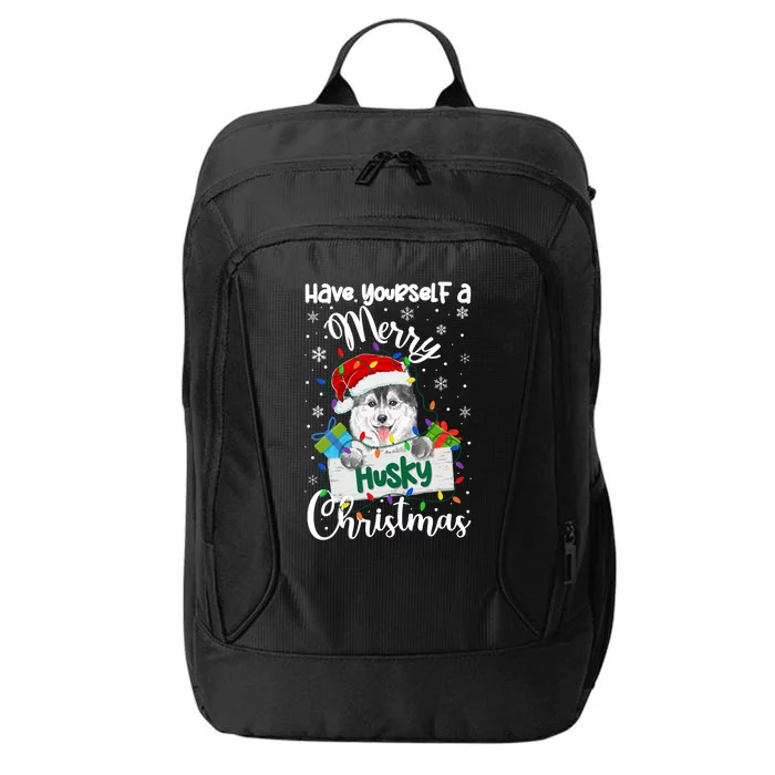 Merry Husky Christmas Siberian Husky Xmas Party Gift City Backpack