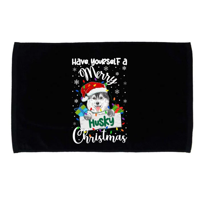 Merry Husky Christmas Siberian Husky Xmas Party Gift Microfiber Hand Towel