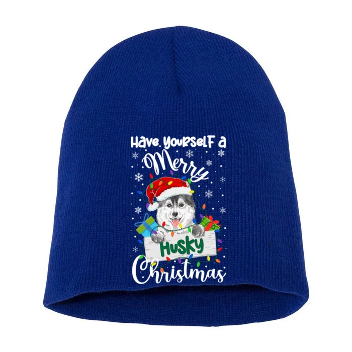 Merry Husky Christmas Siberian Husky Xmas Party Gift Short Acrylic Beanie