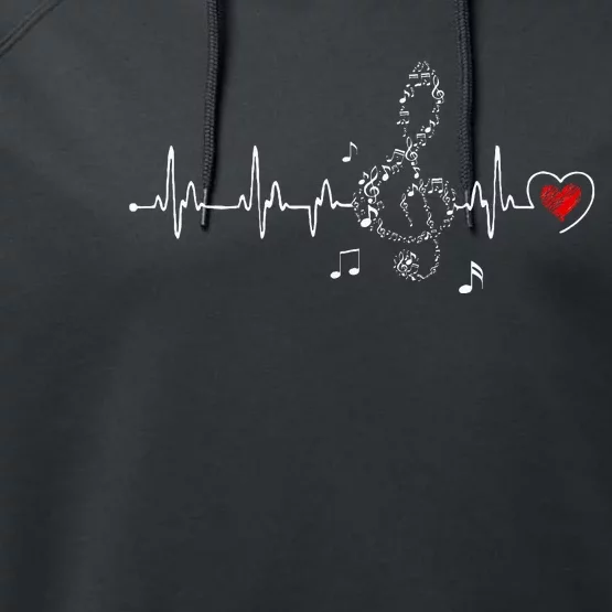 Music Heartbeat Clothing For Music Lovers Performance Fleece Hoodie