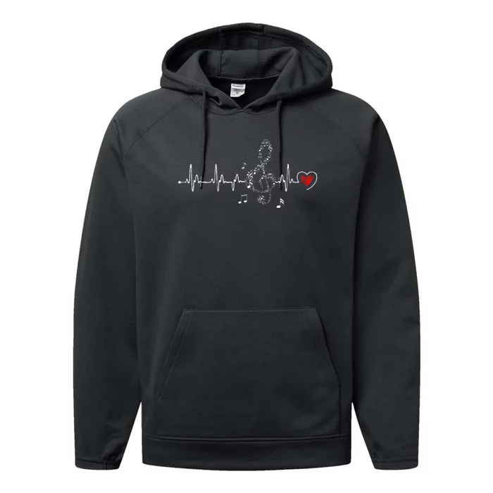 Music Heartbeat Clothing For Music Lovers Performance Fleece Hoodie