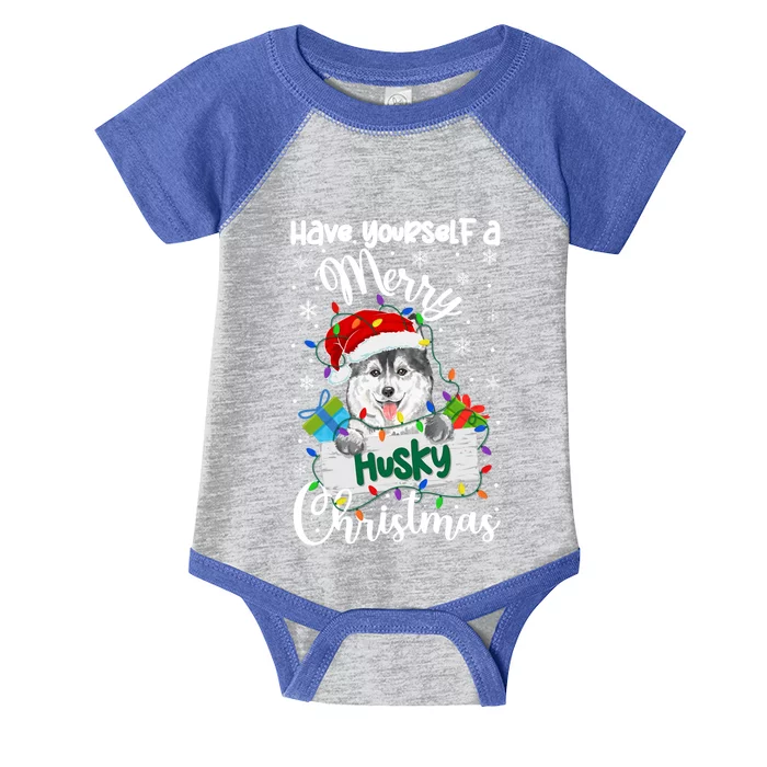 Merry Husky Christmas Siberian Husky Xmas Party Gift Infant Baby Jersey Bodysuit