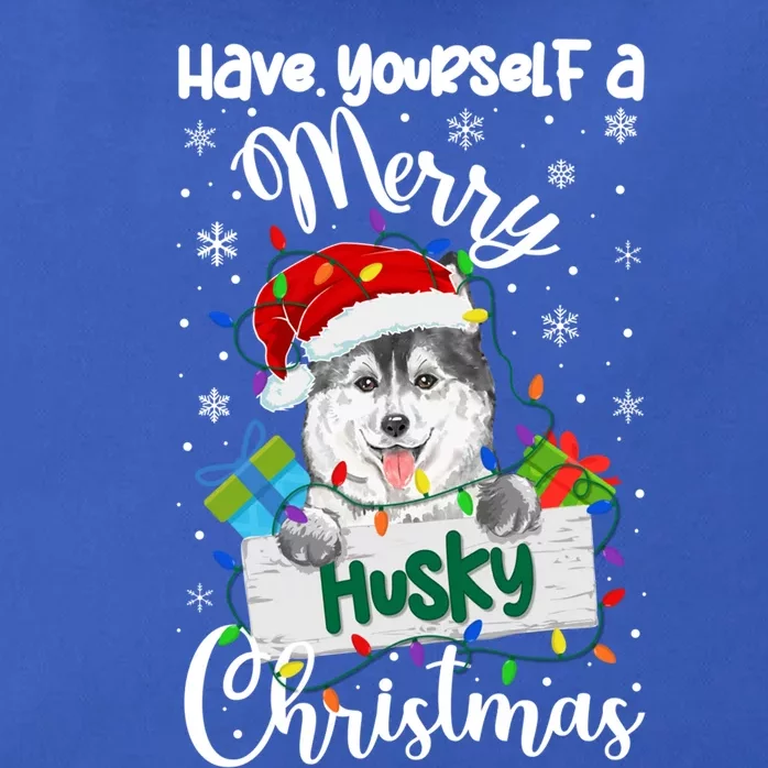 Merry Husky Christmas Siberian Husky Xmas Party Gift Zip Tote Bag