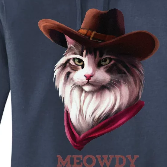 Meowdy Howdy Cowboy Cat Cute Pun Funny Animal Western Sherif Women's Pullover Hoodie