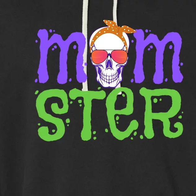 Momster Halloween Costume Skull Mama Monster Trick Or Treat Gift Garment-Dyed Fleece Hoodie