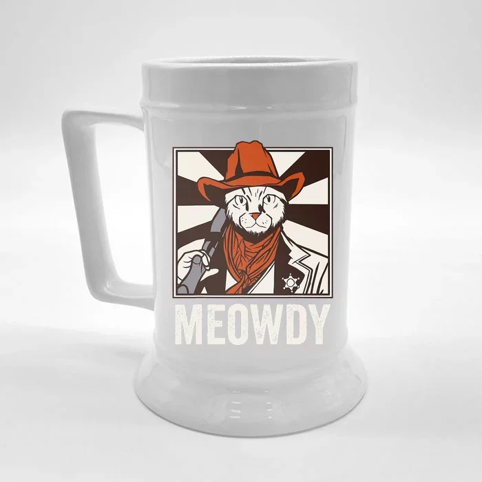 Meowdy Howdy Cat Kitten Country Western Yeehaw Front & Back Beer Stein