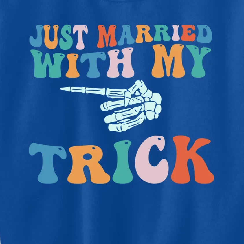 Matching Halloween Couples Just Married She Is My Trick Gift Kids Sweatshirt