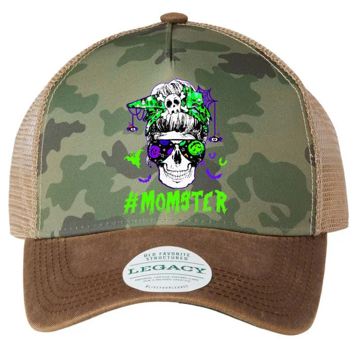 Momster Halloween Costume Skull Mom Messy Hair Bun Monster Legacy Tie Dye Trucker Hat