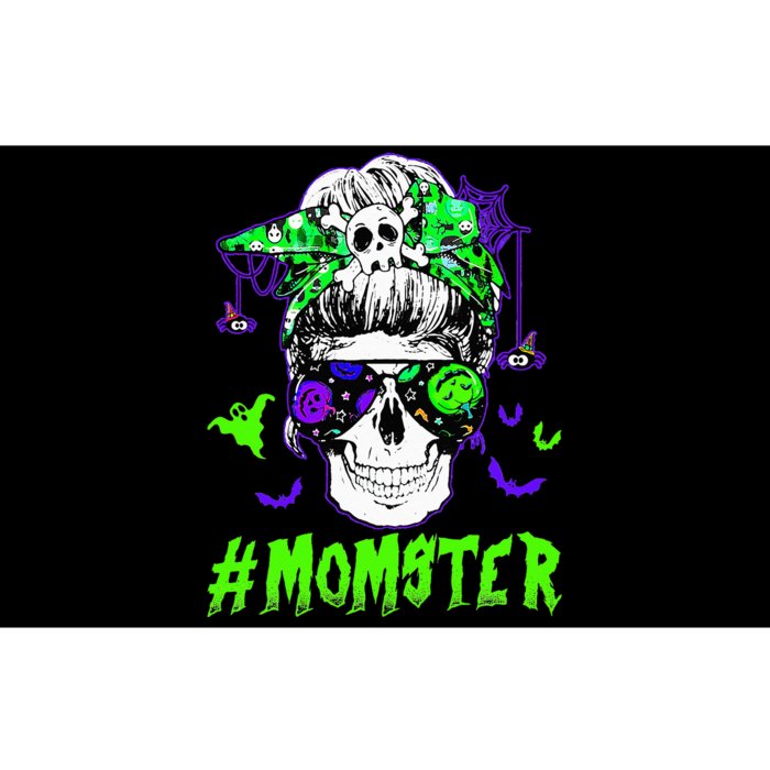 Momster Halloween Costume Skull Mom Messy Hair Bun Monster Bumper Sticker