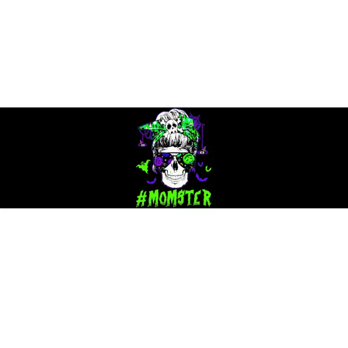 Momster Halloween Costume Skull Mom Messy Hair Bun Monster Bumper Sticker