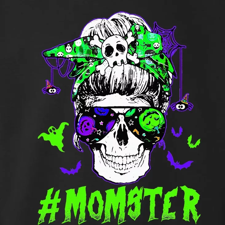 Momster Halloween Costume Skull Mom Messy Hair Bun Monster Toddler Hoodie