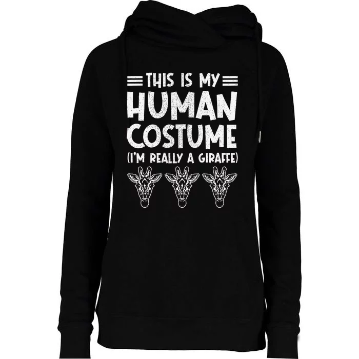 My Human Costume IM Really Giraffe Halloween Womens Funnel Neck Pullover Hood