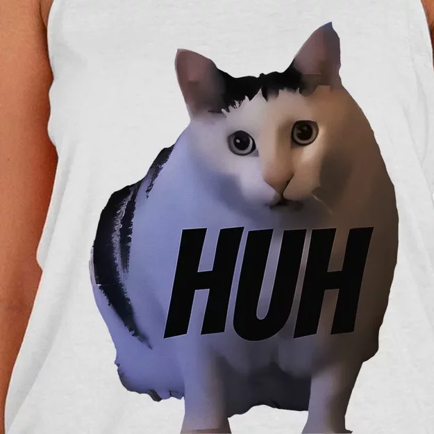 Meme Huh Cat Funny Women's Knotted Racerback Tank