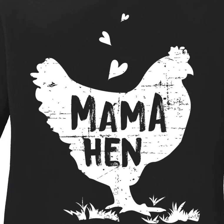 Mama Hen Chicken Funny Farmer Hen Chicken Mama Ladies Long Sleeve Shirt