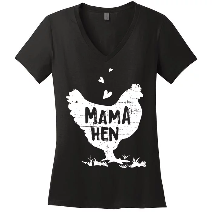 Mama Hen Chicken Funny Farmer Hen Chicken Mama Women's V-Neck T-Shirt