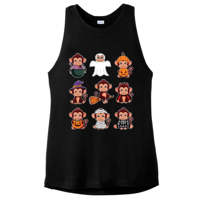 Monkey Halloween Costume Spooky Ghost Monkey Halloween Ladies Tri-Blend Wicking Tank