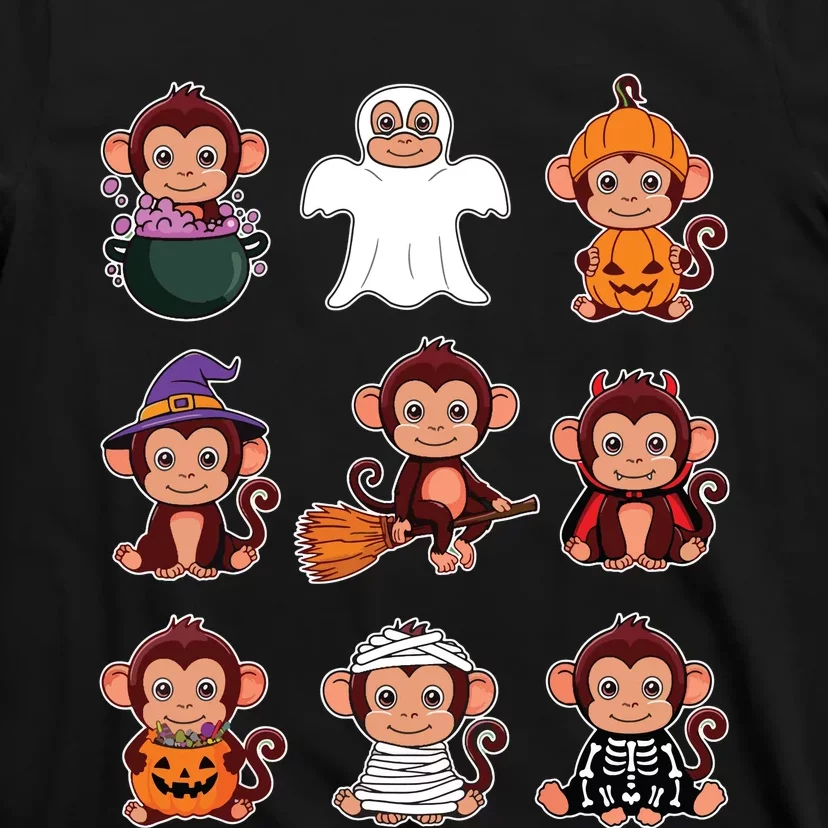 Monkey Halloween Costume Spooky Ghost Monkey Halloween T-Shirt