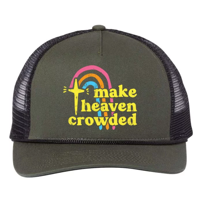 Make Heaven Crowded Cute Christian Missionary Pastor's Wife Meaningful Gift Retro Rope Trucker Hat Cap