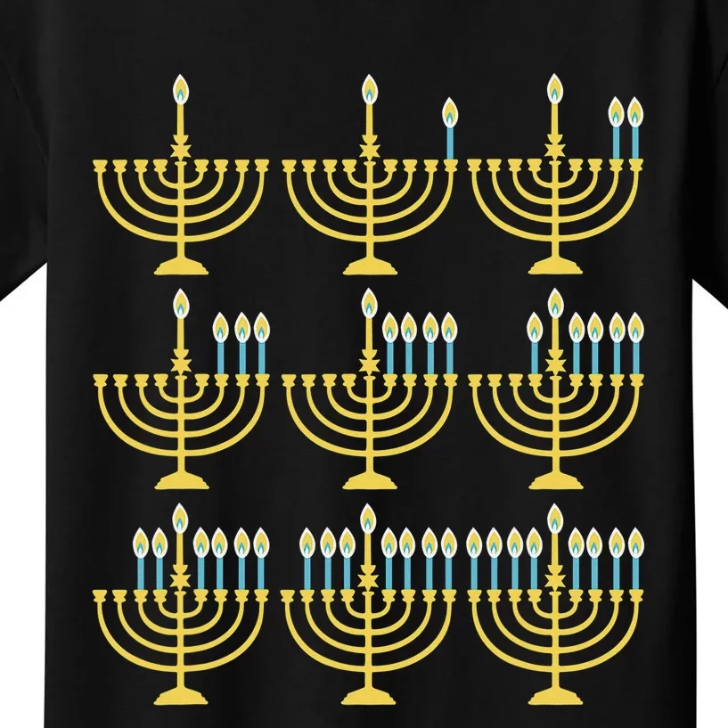 Menorah Hanukkah Challah Days Funny Pajama Family Matching Kids T-Shirt