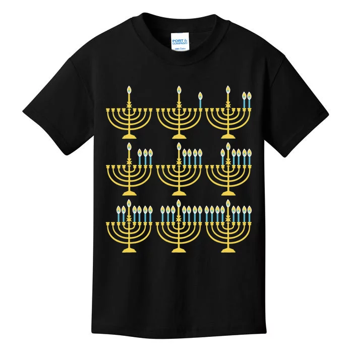 Menorah Hanukkah Challah Days Funny Pajama Family Matching Kids T-Shirt