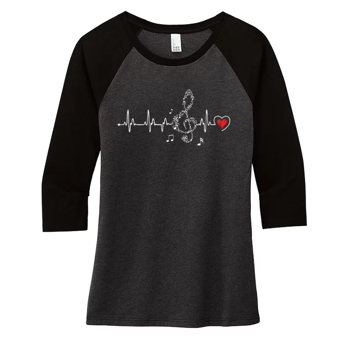 Music Heartbeat Clothing For Music Lovers Women's Tri-Blend 3/4-Sleeve Raglan Shirt