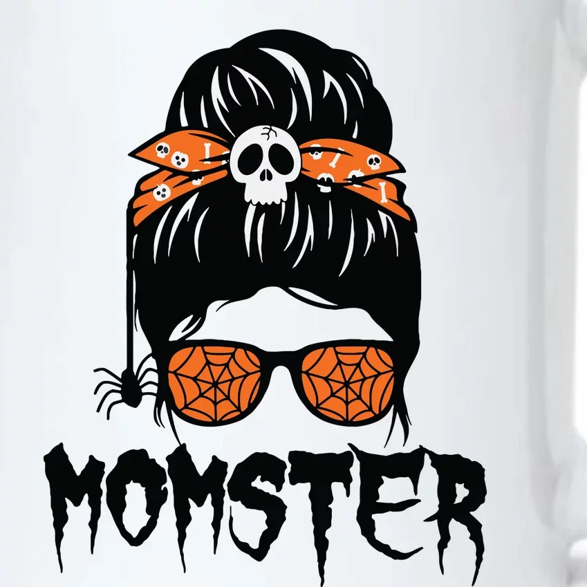 Momster Halloween Costume Skull Mom Messy Hair Bun Monster Black Color Changing Mug